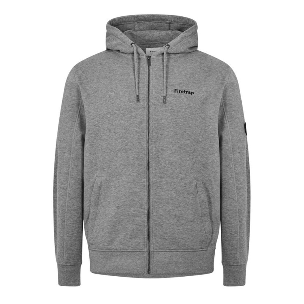 Firetrap Mens Brunel Full Zip Hoodie / Grey Marl